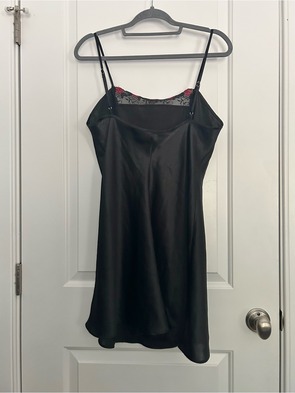 Vintage Y2K Black Lace Floral Embroidered Trim Slip Dress - Picture 5 of 5